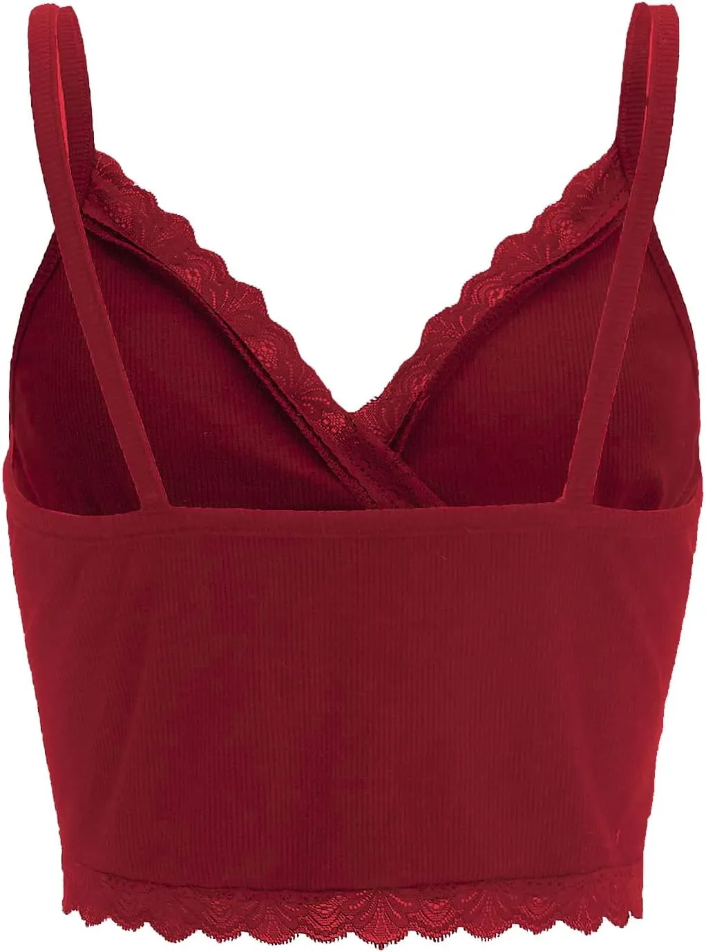 MakeMeChic Women's Y2K Lace Trim V Neck Sleeveless Cami Crop Top Camisole