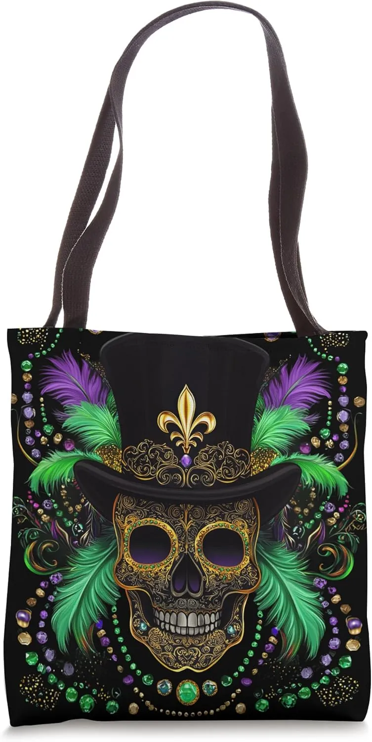 Mardi Gras - Skull Top Hat New Orleans Witch Doctor Voodoo Tote Bag