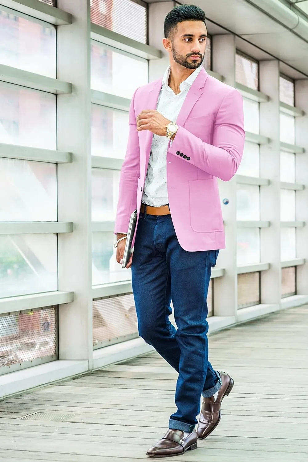 Men's Blazer 2 Button Long Sleeve Regular Fit Suit Sport Coat Jacket Business Lightweight Casual Sport Coat