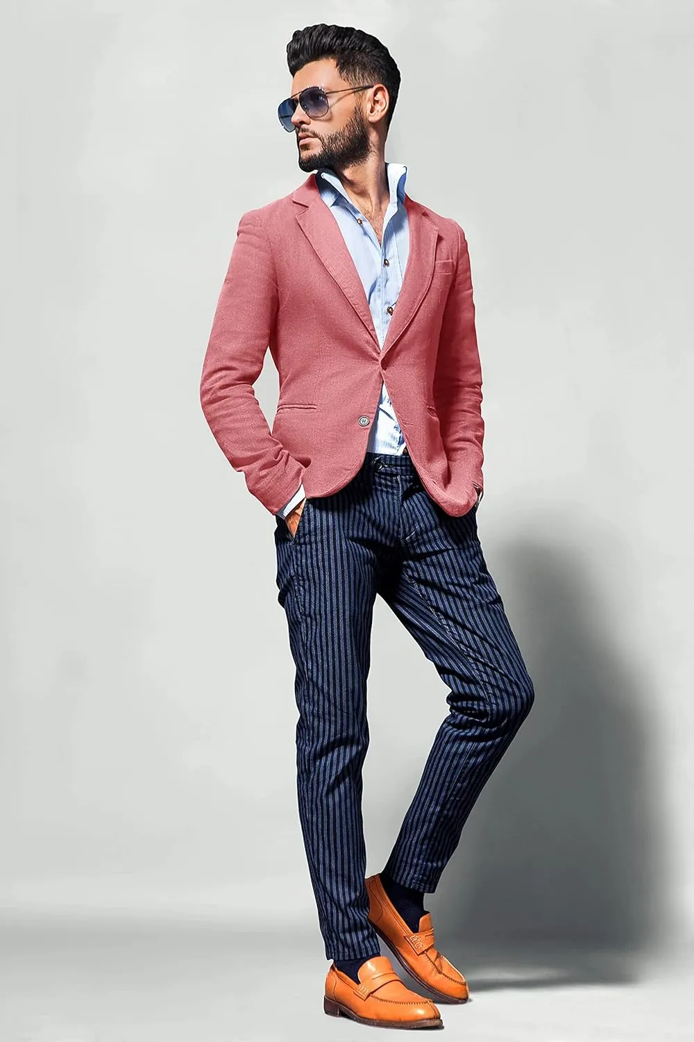 Men's Blazer 2 Button Long Sleeve Regular Fit Suit Sport Coat Jacket Business Lightweight Casual Sport Coat