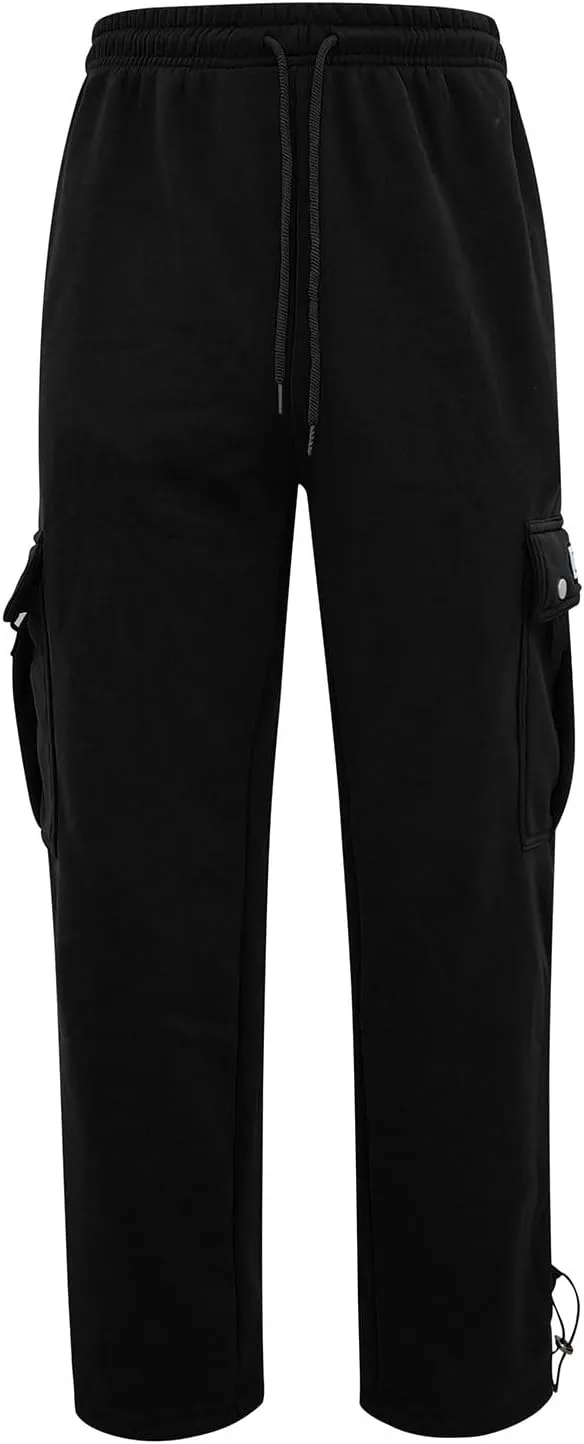Men's Cargo Pants Plus Size Pocket Lace Up Elastic Waist Pants Trousers Overall Cute Plush