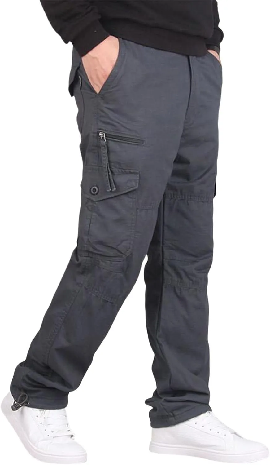 Mens Cargo Pants Workwear Pants for Men Flannel Lined Cargo Pants Men's High Stretch Multi-Pocket Cargo Pants Mens