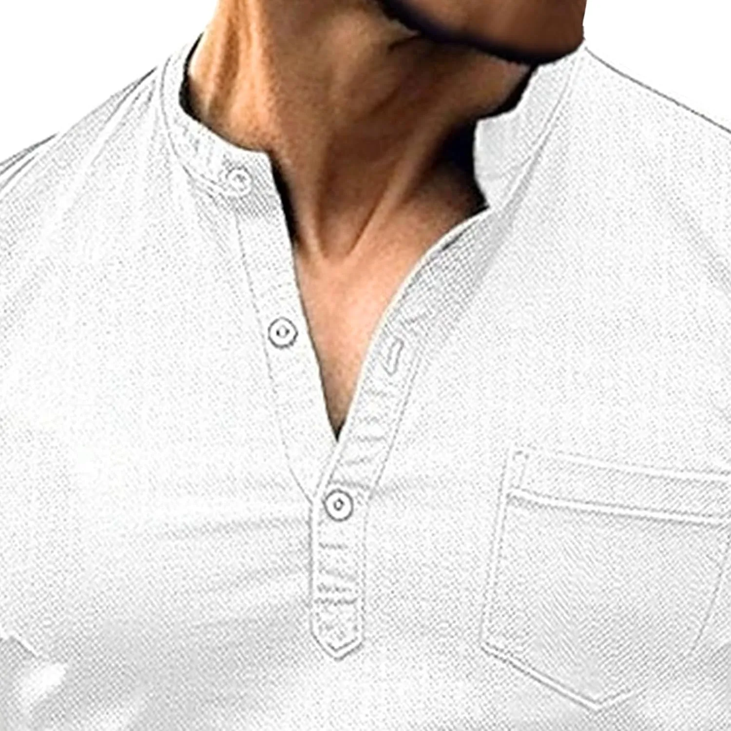 Mens Henley Shirts Short Sleeve Stylish Summer Slim Fit Tee Shirts Casual Stand Collar Basic T Shirt with Pocket
