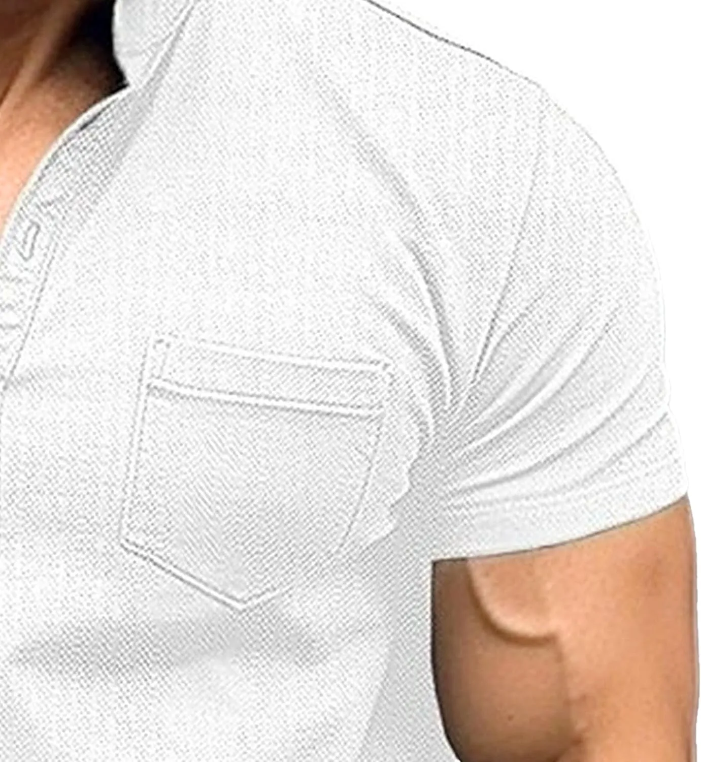 Mens Henley Shirts Short Sleeve Stylish Summer Slim Fit Tee Shirts Casual Stand Collar Basic T Shirt with Pocket