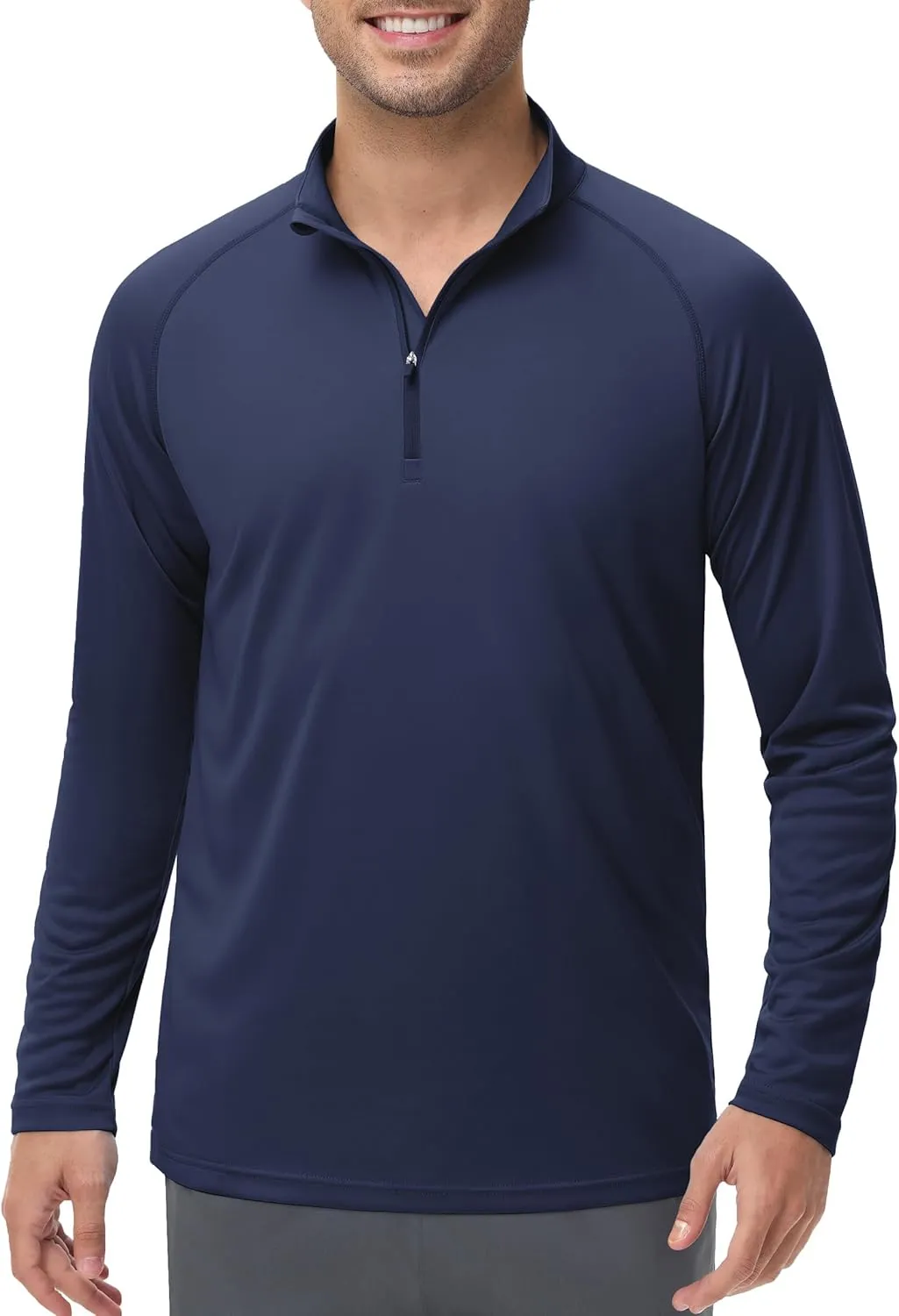 Men's Long Sleeve Sun Shirts UPF 50  1/4 Zip Fishing Running Rash Guard Tee Shirts UV Protection Hiking Outdoor Shirt