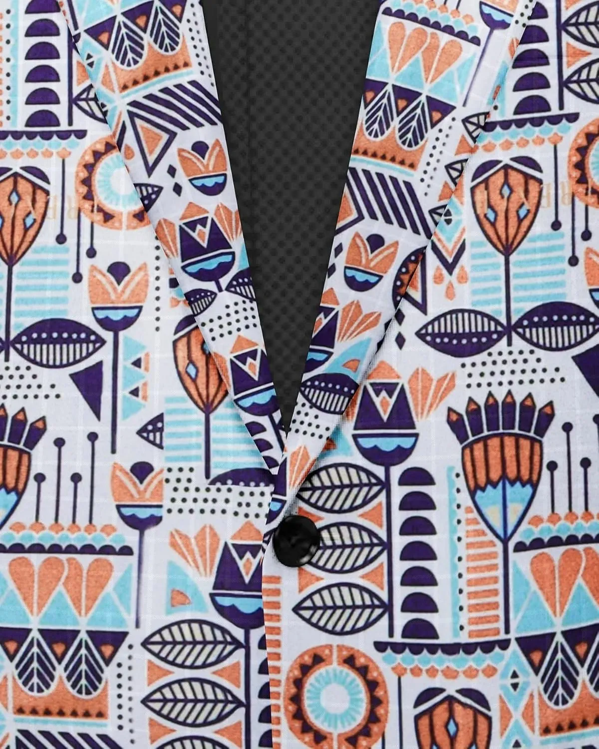 Men's Printed Blazer 2 Button Long Sleeve Regular Fit Suit Jacket Business Lightweight Casual Sport Coat