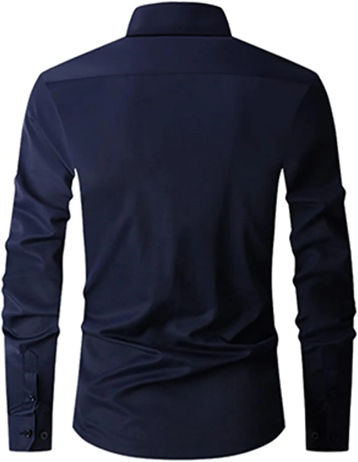Men's Slim Fit Dress Shirts Solid Color Long Sleeve Stylish Casual Business Button Up Shirts Lightweight Work Blouse