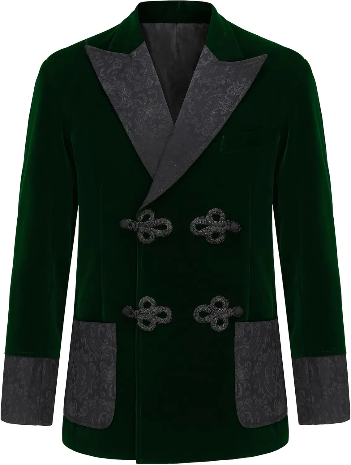 Men's Smoking Jacket Jacquard Peaked Lapel Double Breasted Stylish Blazers Coat Evening Party Wear