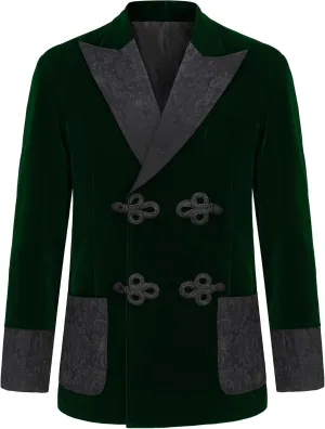 Men's Smoking Jacket Jacquard Peaked Lapel Double Breasted Stylish Blazers Coat Evening Party Wear