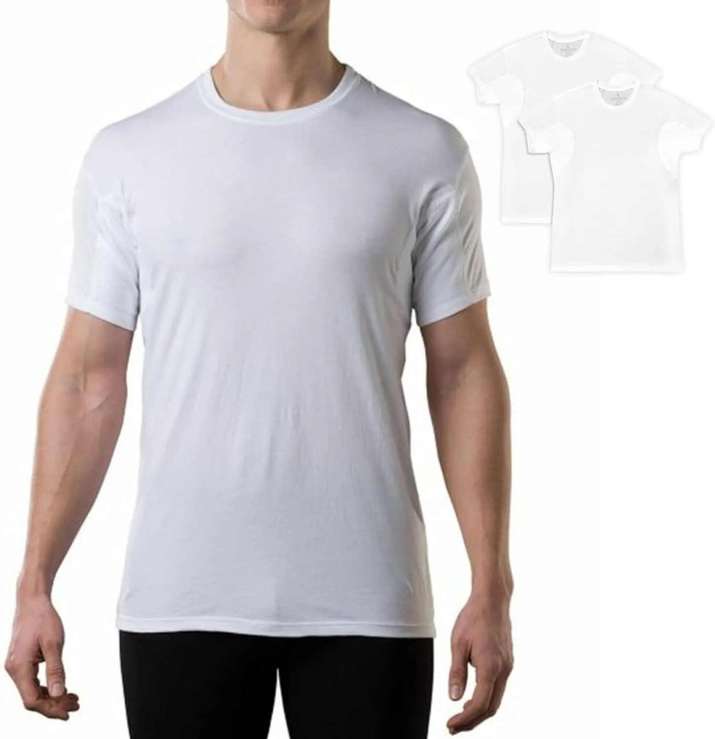 Men's Sweatproof Undershirt | Cotton Crew Neck | Original Fit | with Sweat Pads