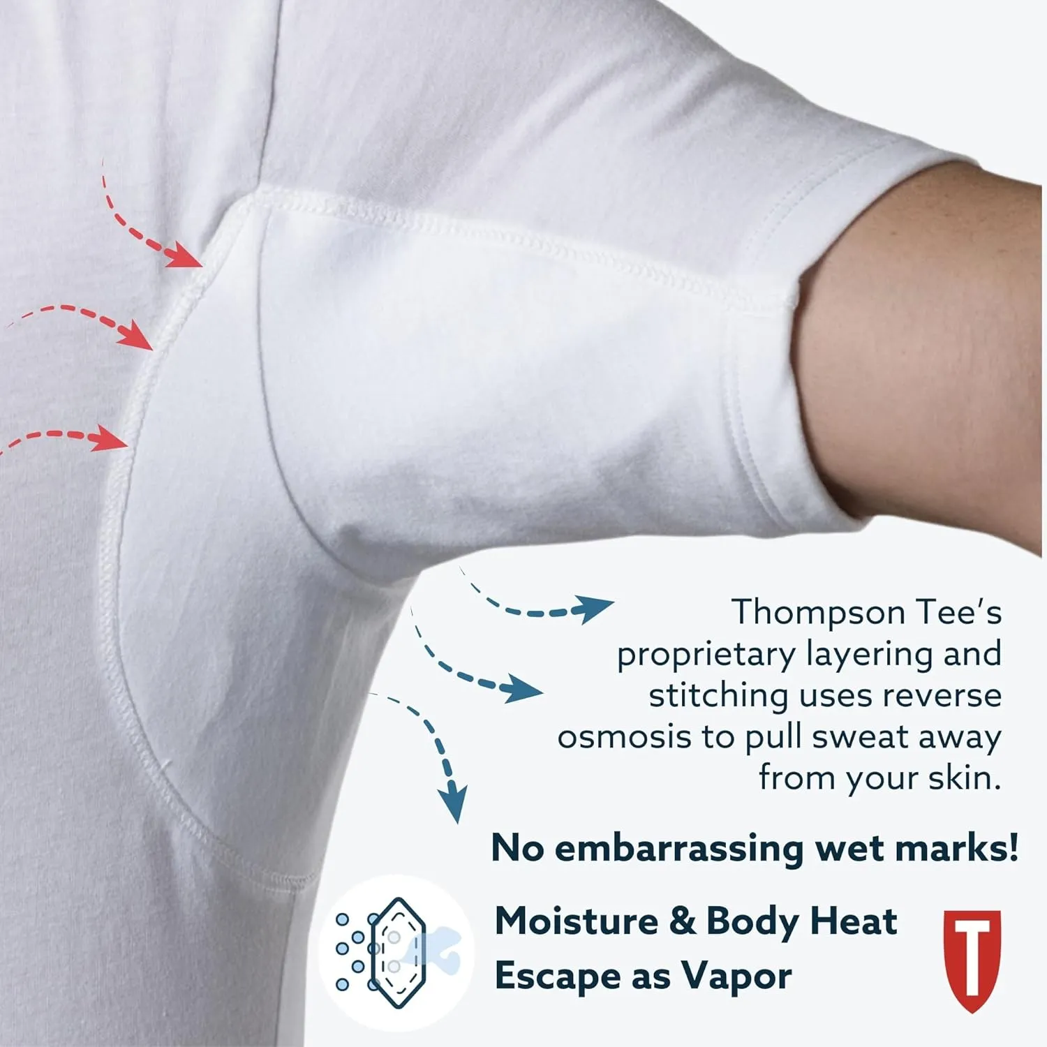 Men's Sweatproof Undershirt | Cotton Deep V Neck | Original Fit | with Sweat Pads