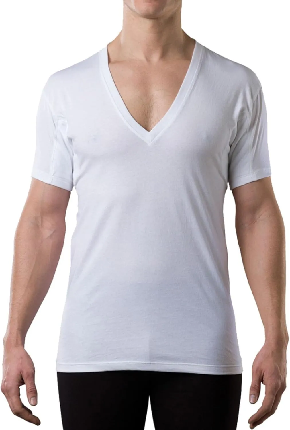 Men's Sweatproof Undershirt | Cotton Deep V Neck | Original Fit | with Sweat Pads