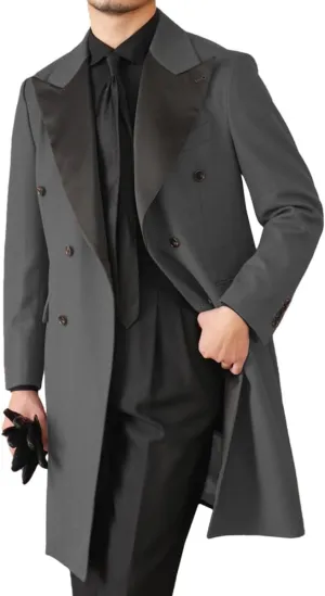 Mens Tailcoat Tuxedo Jacket Solid Swallowtail Dinner Party Blazer Dress Coat