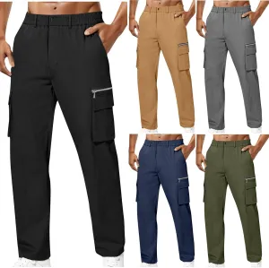 Mens Work Pants Casual Regular Fit Lightweight Stretch Chino Pant Straight Leg Golf Outdoor Cargo Pants Trousers