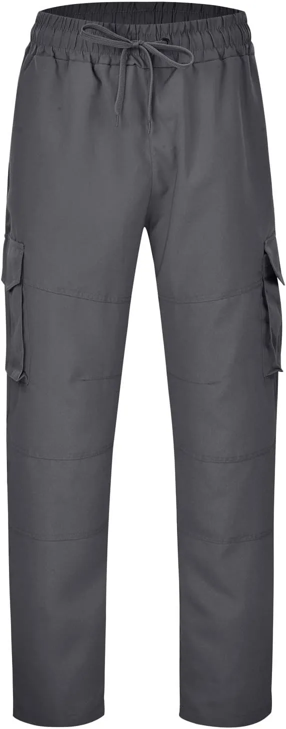 Men's Workwear Pants Pure Washed Solid Multi-Pocket Straight-Leg Cargo Trousers
