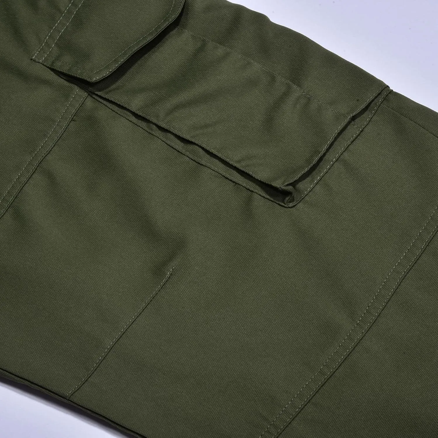 Men's Workwear Pants Pure Washed Solid Multi-Pocket Straight-Leg Cargo Trousers