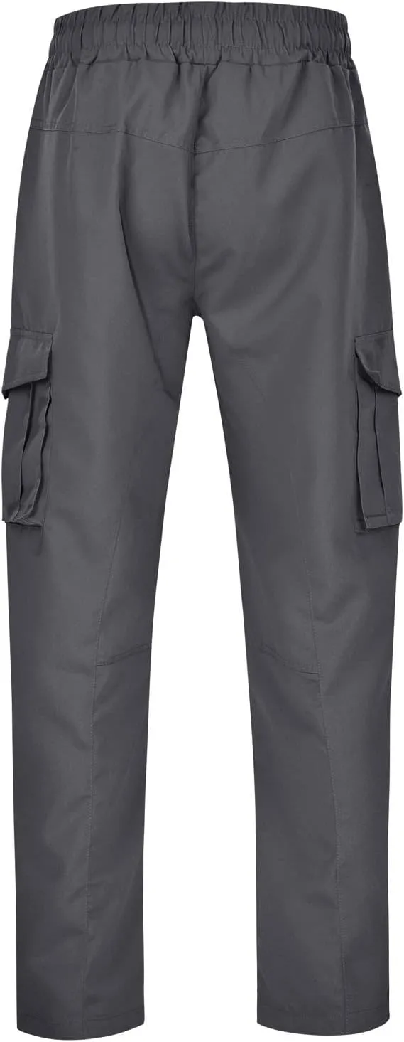 Men's Workwear Pants Pure Washed Solid Multi-Pocket Straight-Leg Cargo Trousers