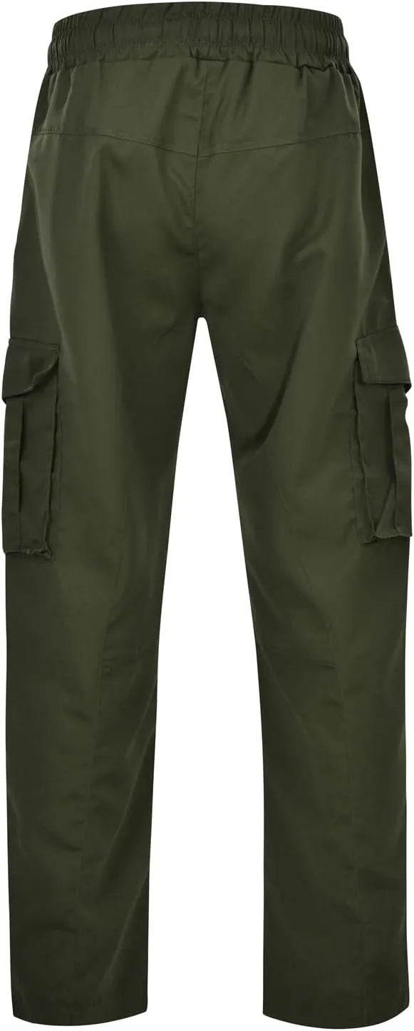 Men's Workwear Pants Pure Washed Solid Multi-Pocket Straight-Leg Cargo Trousers