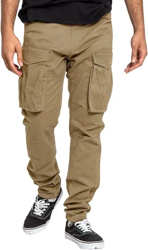 Men's Workwear Pants Pure Washed Solid Multi-Pocket Straight-Leg Cargo Trousers