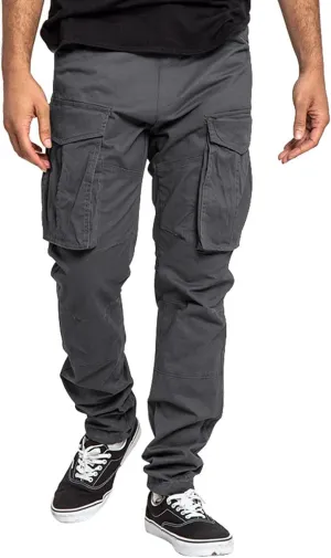 Men's Workwear Pants Pure Washed Solid Multi-Pocket Straight-Leg Cargo Trousers