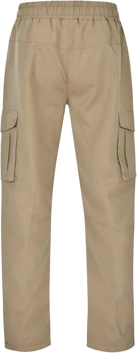 Men's Workwear Pants Pure Washed Solid Multi-Pocket Straight-Leg Cargo Trousers