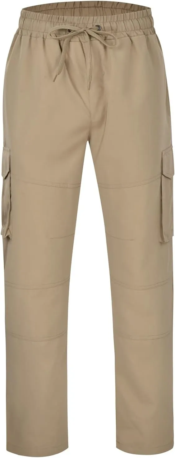 Men's Workwear Pants Pure Washed Solid Multi-Pocket Straight-Leg Cargo Trousers