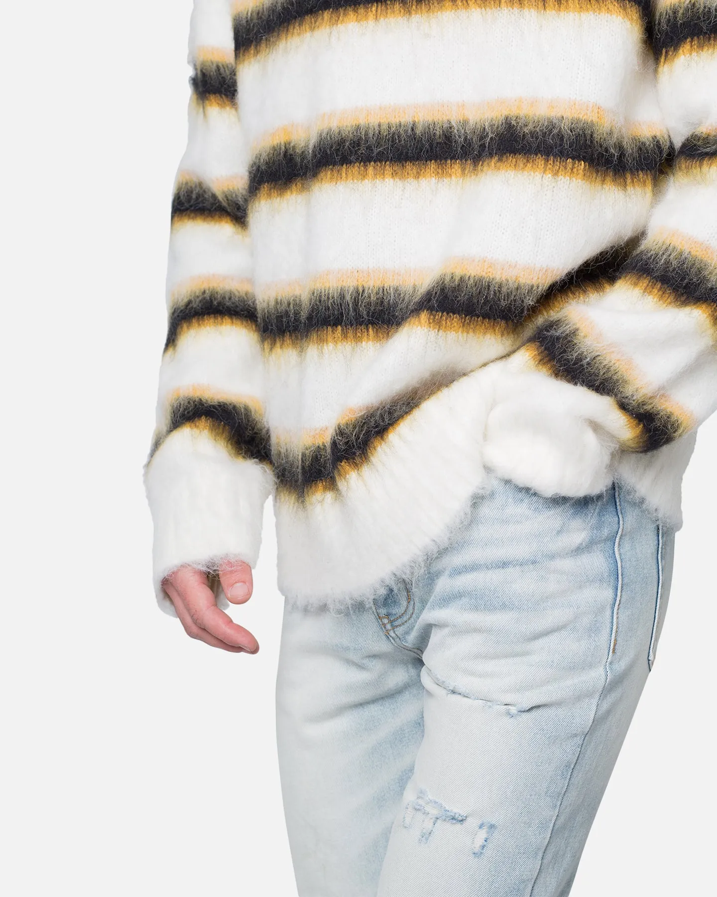 MNML Striped Mohair Sweater White