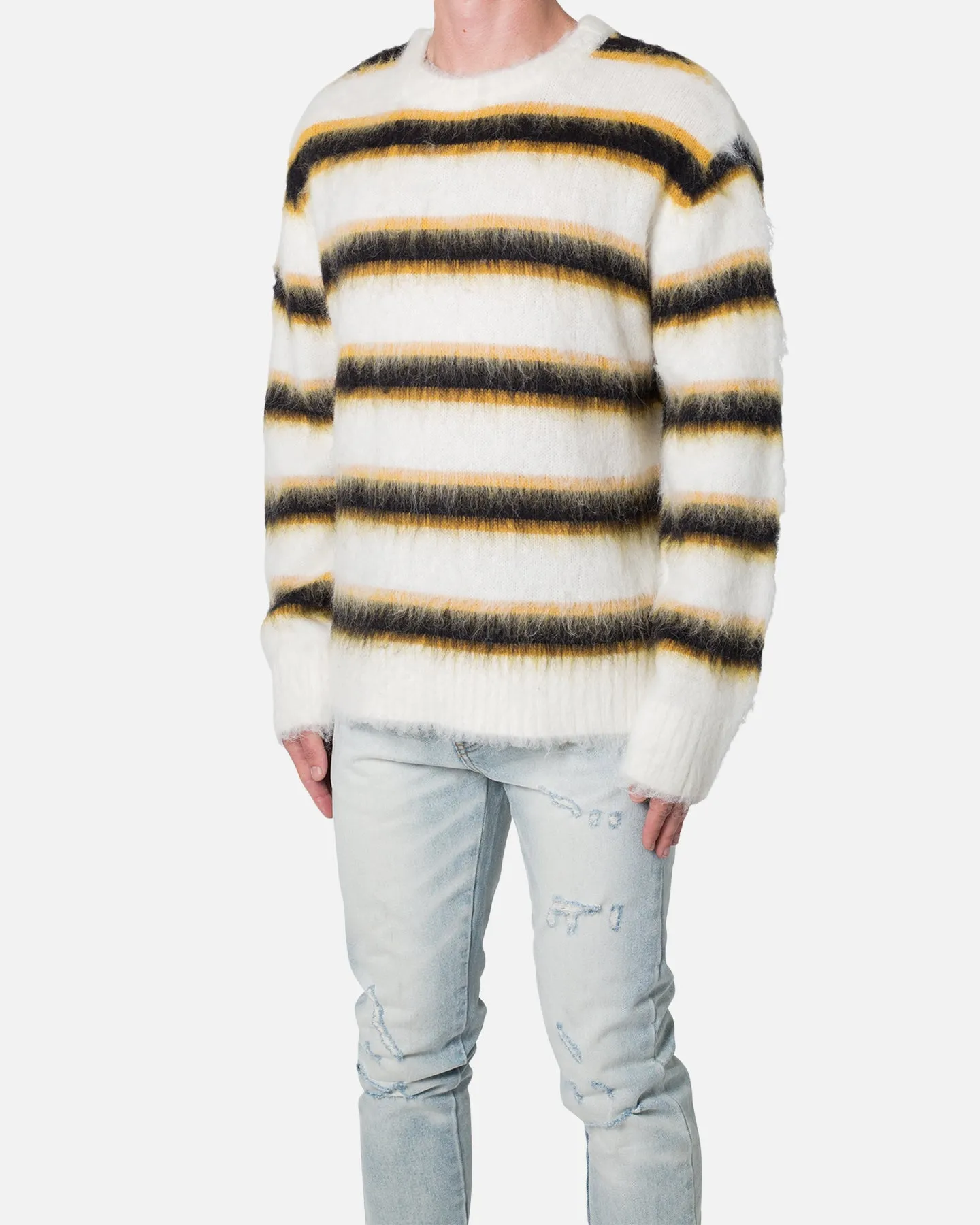 MNML Striped Mohair Sweater White