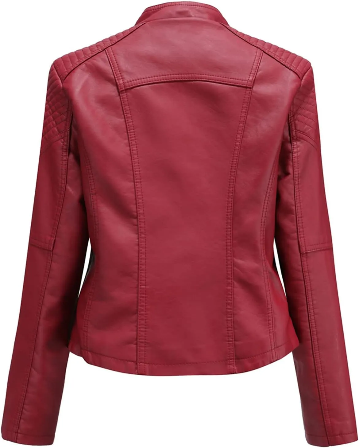 MODFUL Women's Faux Leather Moto Jacket Casual Short Solid Color PU Biker Coat with Pockets