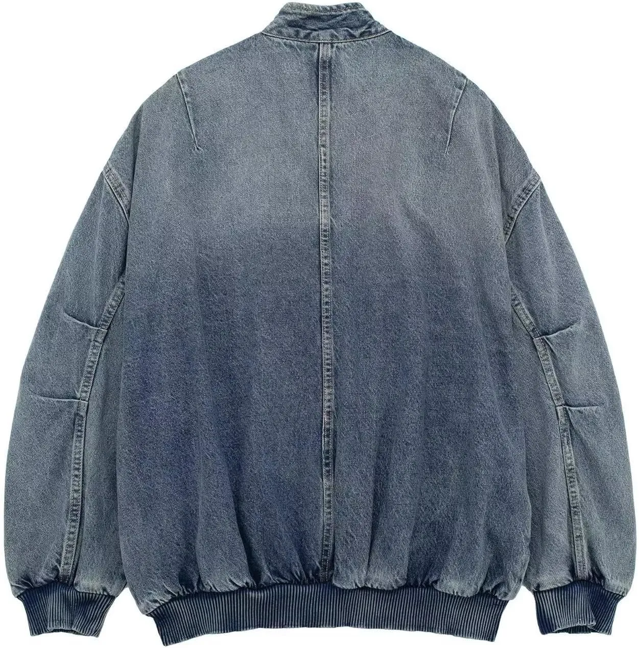 Molilove Women's Oversized Denim Bomber Jacket Vinatge Varsity Jacket Boyfriend Zipper Jean Jacket Moto Biker Jacket