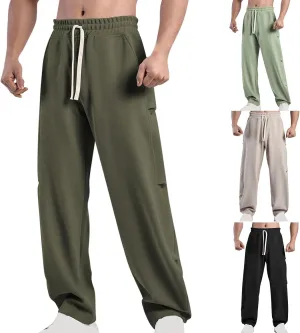 Muscularfit Mens Pants Casual Relaxed Fit Elastic Waist Drawstring Trousers Casual Solid Straight Sweatpants Outdoor Fashion