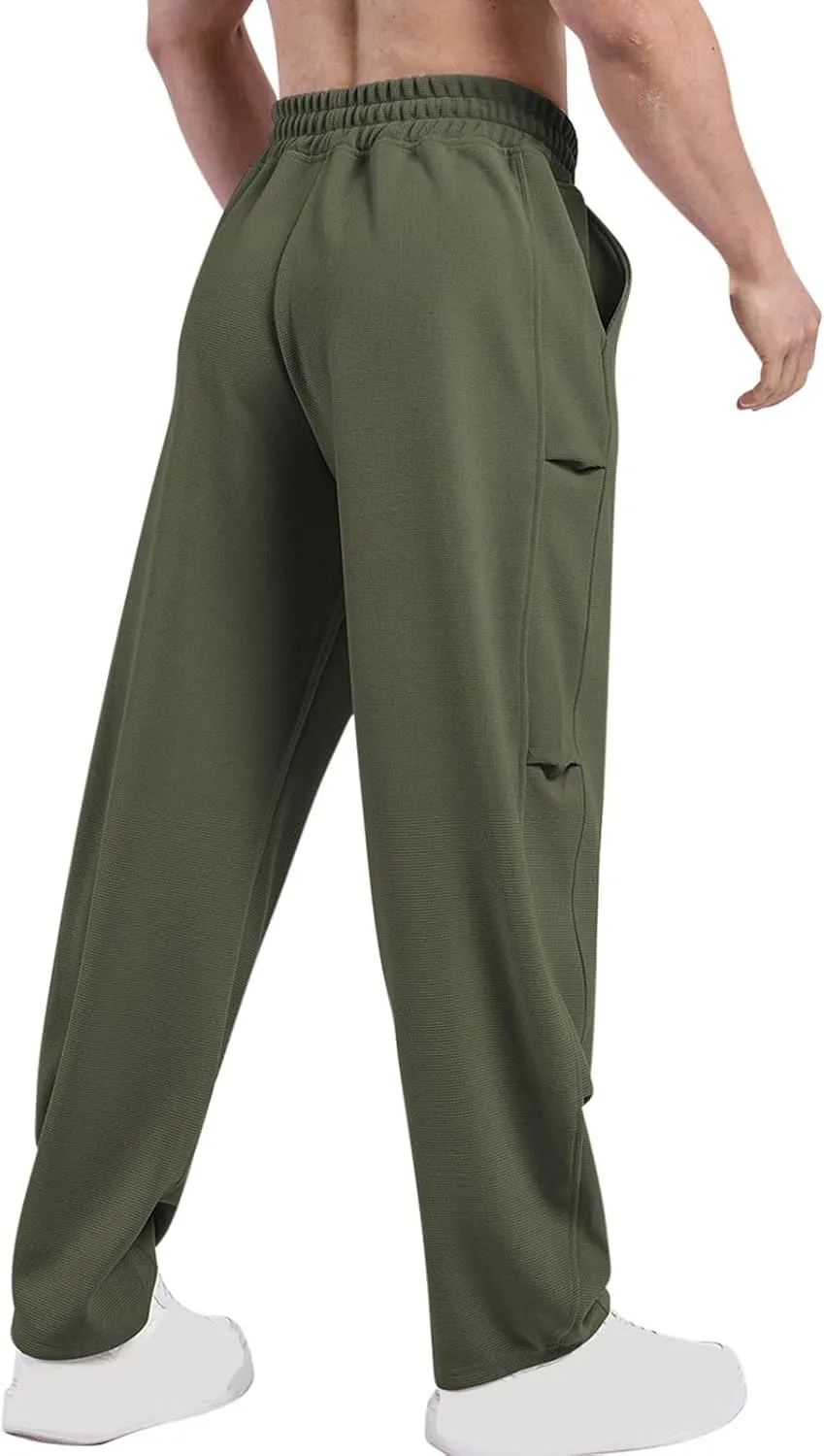 Muscularfit Mens Pants Casual Relaxed Fit Elastic Waist Drawstring Trousers Casual Solid Straight Sweatpants Outdoor Fashion