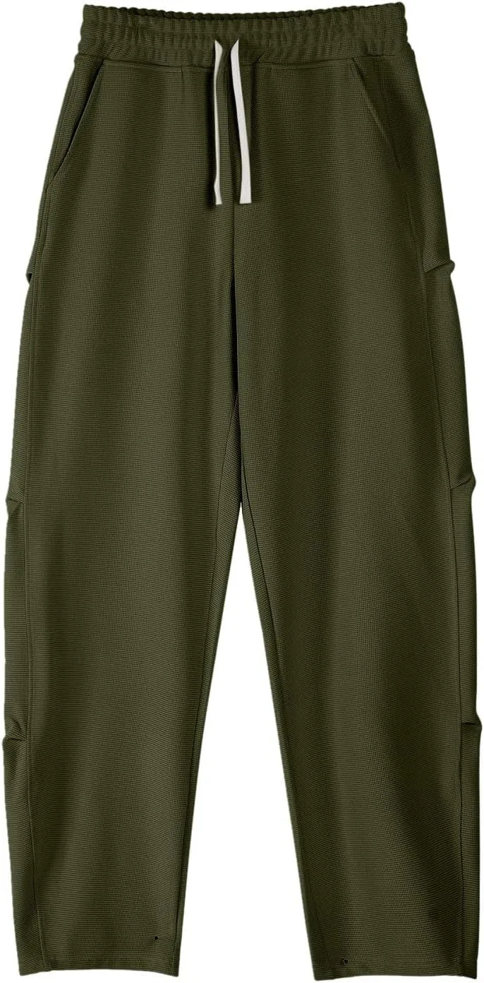 Muscularfit Mens Pants Casual Relaxed Fit Elastic Waist Drawstring Trousers Casual Solid Straight Sweatpants Outdoor Fashion