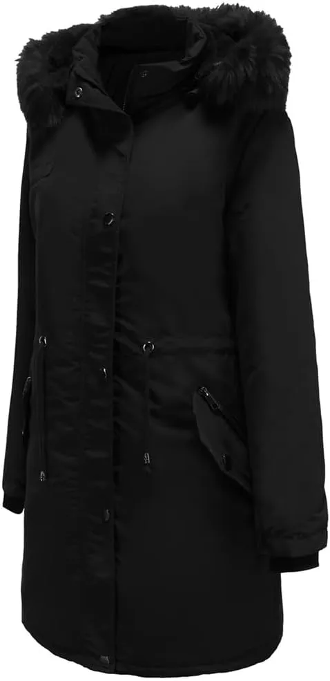 NALoRa Women'S Cotton Jacket Fleece Jacket Medium-Length Hooded Cotton Jacket Warm Padded Coat