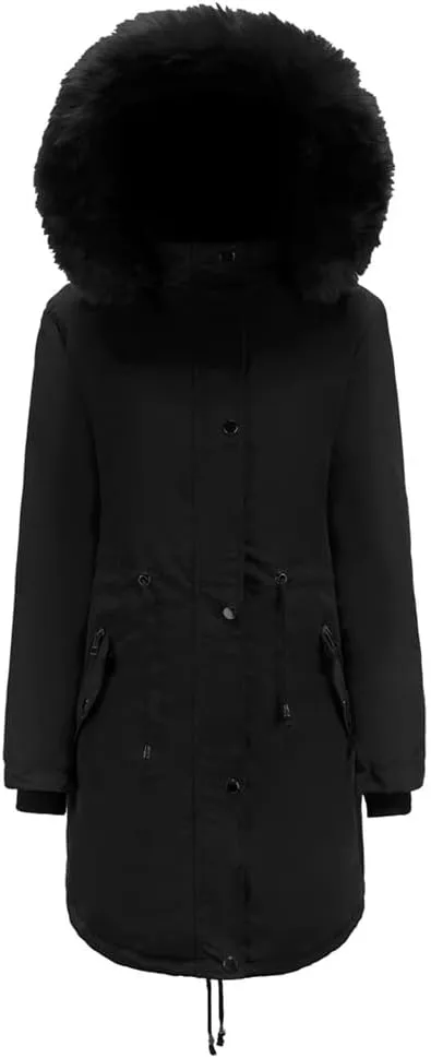 NALoRa Women'S Cotton Jacket Fleece Jacket Medium-Length Hooded Cotton Jacket Warm Padded Coat