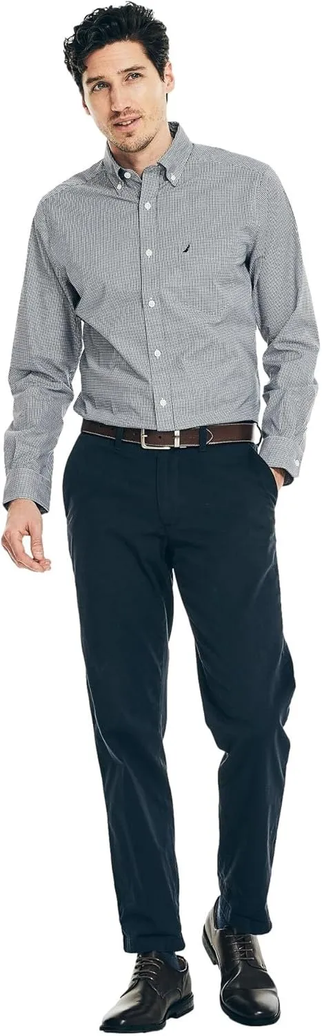 Nautica Men's Wrinkle Resistant Long Sleeve Button Front Shirt