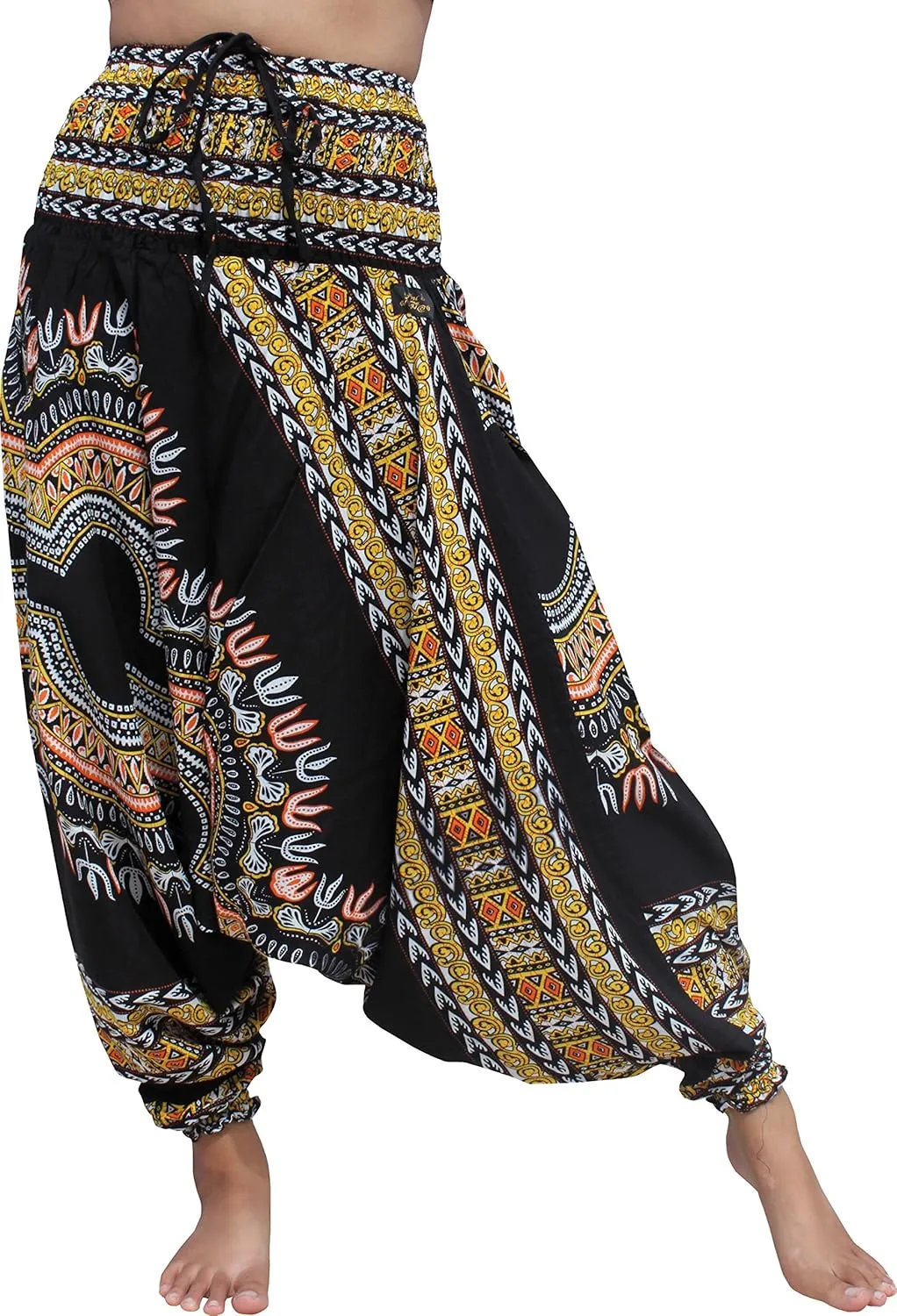 RaanPahMuang Aladdin MC Hammer Harem Pants Rayon Smock Top Dashiki Africa Artwork
