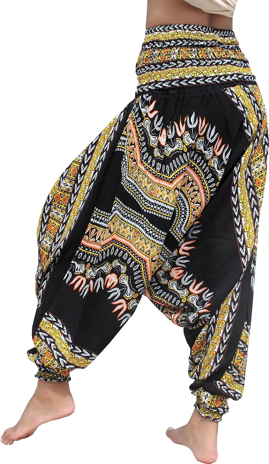 RaanPahMuang Aladdin MC Hammer Harem Pants Rayon Smock Top Dashiki Africa Artwork
