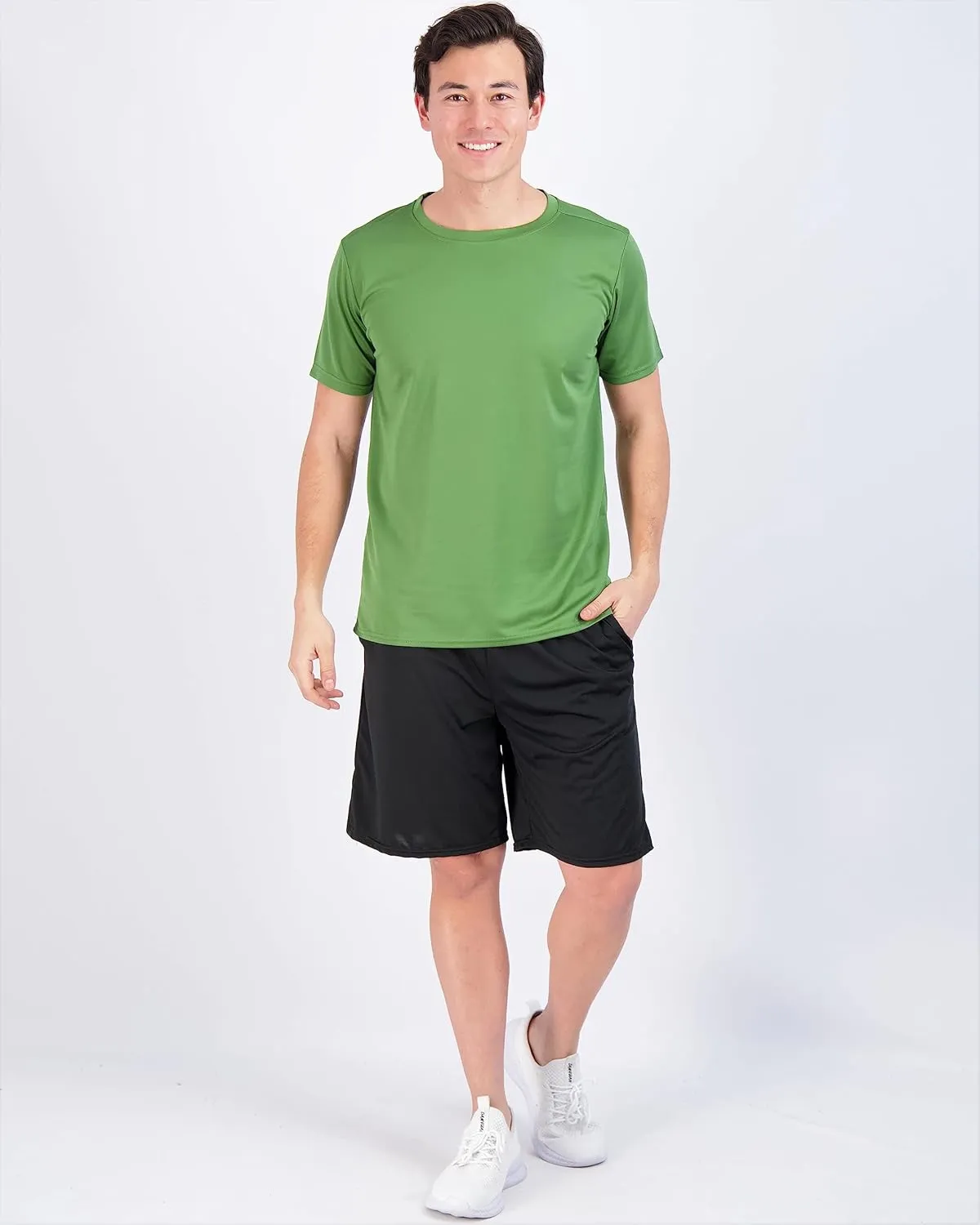 Real Essentials 5 Pack Mens Active Quick Dry Mesh Crew Neck T Shirts | Athletic Short Sleeve Tee (Available in Big & Tall)
