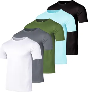 Real Essentials 5 Pack Mens Active Quick Dry Mesh Crew Neck T Shirts | Athletic Short Sleeve Tee (Available in Big & Tall)