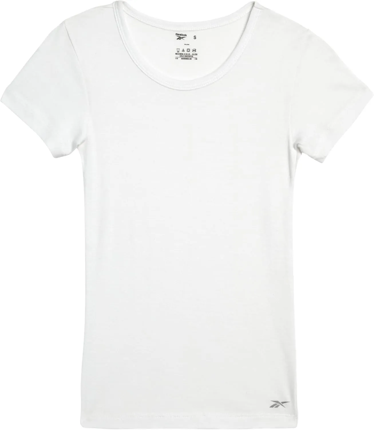 Reebok Girls' Undershirt - 3 Pack/6 Pack 100% Cotton No Show Short Sleeve Crew Neck White Shirt for Girls (Sizes: 2T-16)