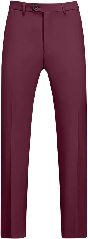 Regular Fit Dress Pants Mens Flat Front Straight Formal Pants Wrinkle Free Lightweight Elastic Suit Pants W/Pocket