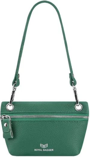 RFID Blocking Coin Purse for Women Genuine Leather Portable Small Handbag Fashion Casual Clutch Wallet 2800 (Green)