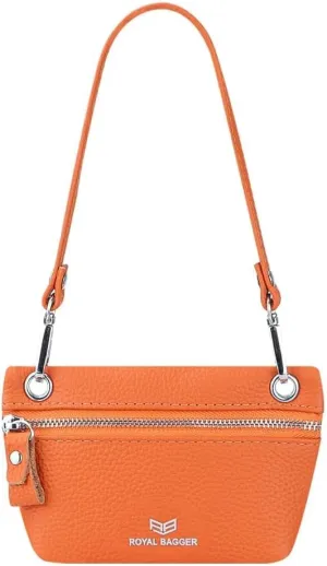 RFID Blocking Coin Purse for Women Genuine Leather Portable Small Handbag Fashion Casual Clutch Wallet 2800 (Orange)