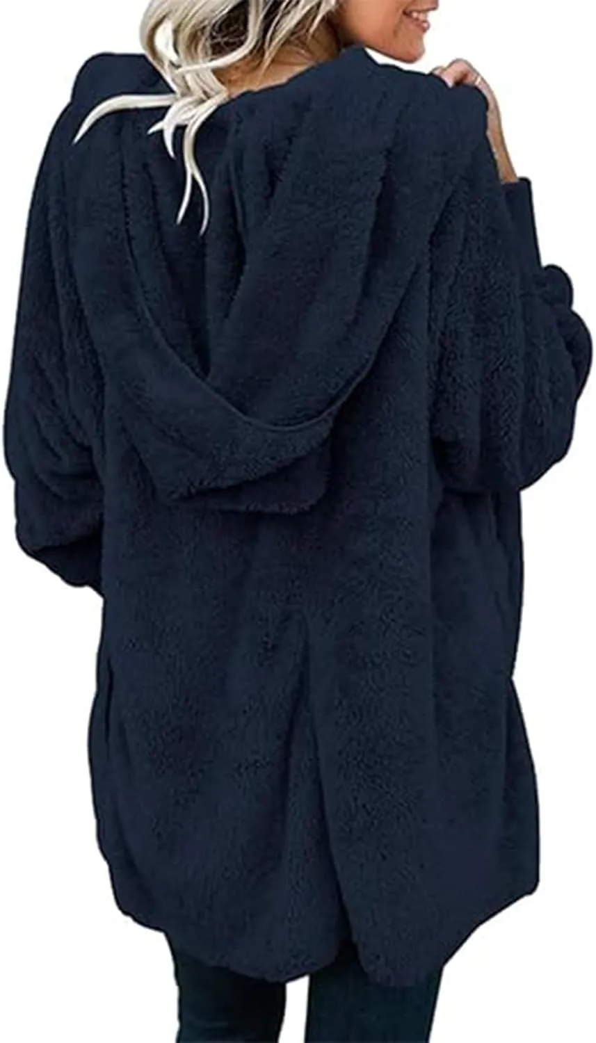 Sherpa Jacket Women Fuzzy Fleece Oversized Open Front Hooded Cardigan Soft Fluffy Sweaters with Pockets Winter Coats