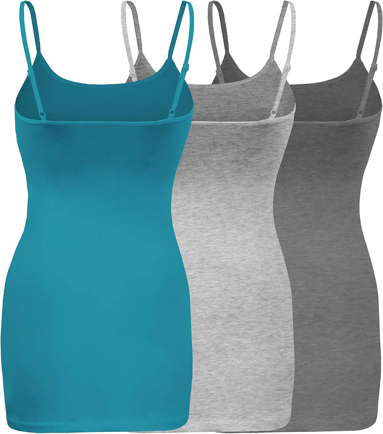 ShezPretty 3-Pack - Women's Basic Cami with Adjustable Spaghetti Straps Tank Top