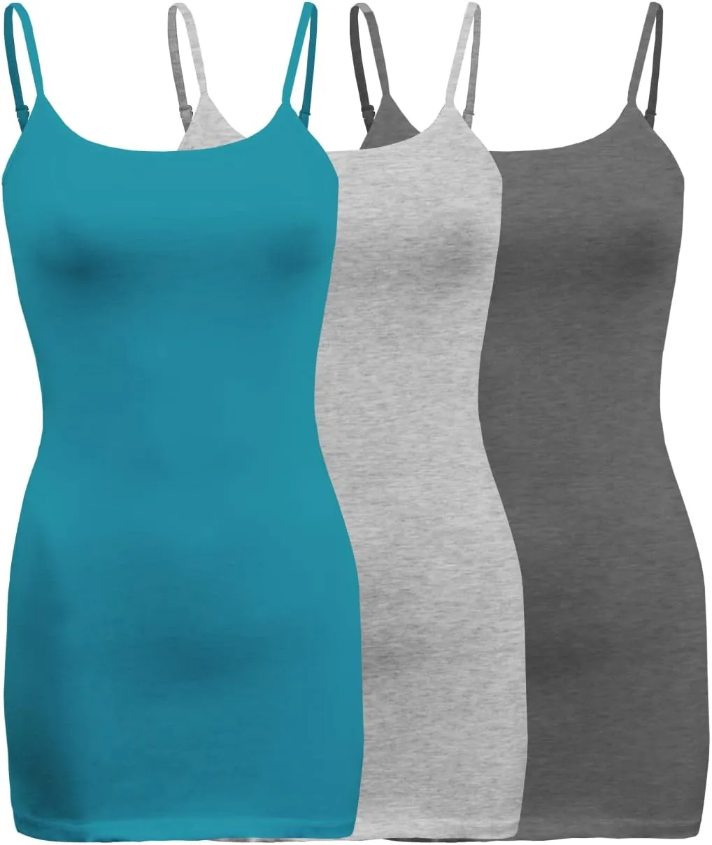 ShezPretty 3-Pack - Women's Basic Cami with Adjustable Spaghetti Straps Tank Top
