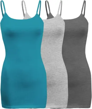 ShezPretty 3-Pack - Women's Basic Cami with Adjustable Spaghetti Straps Tank Top