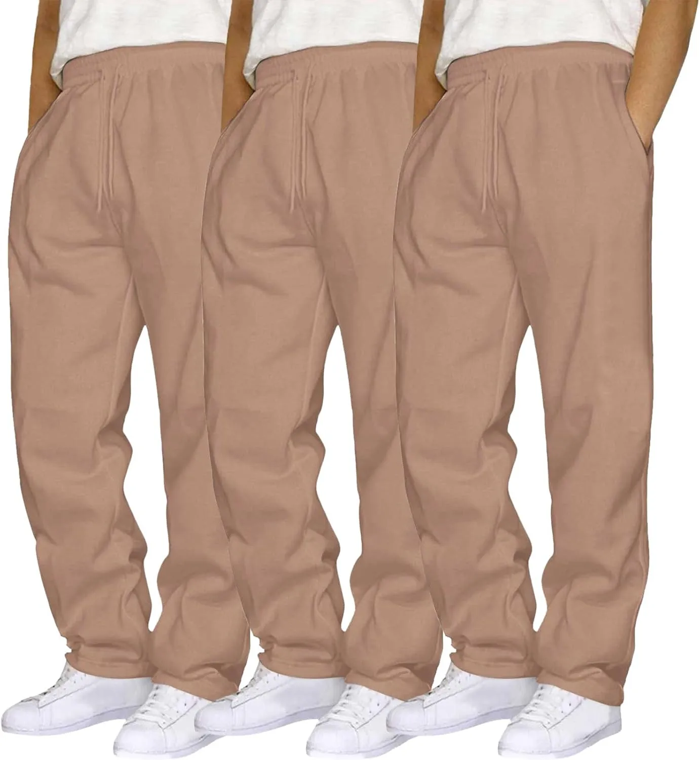 SUWBMHWE Men's Casual Baggy Sweatpants 3 Pack Trousers Heavyweight Fleece Jogger Elastic Waist Drawstring Gym Workout Pants
