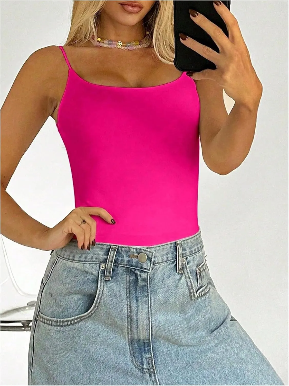 SweatyRocks Women's Backless Camisole Tops Criss Cross Fitted Spaghetti Strap Tank Top